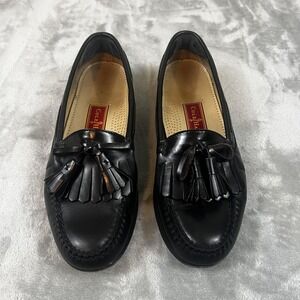 Cole Haan Tassel Loafer Shoes Mens Size 9D Black Leather Slip On Dress